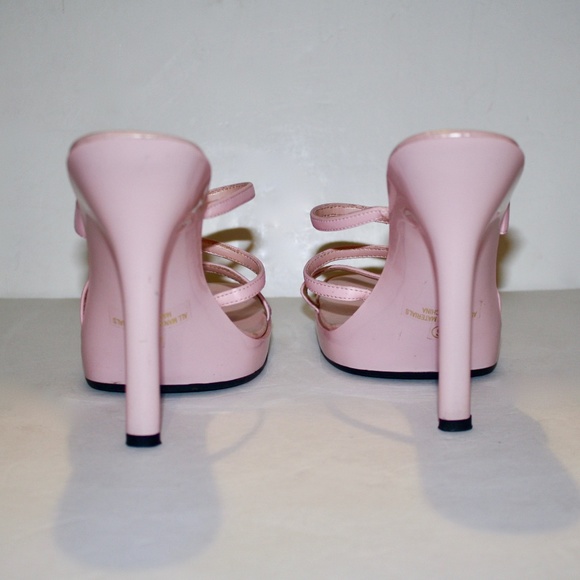 Frederick's Pink Strap Square Toe Backless Sandals - Picture 6 of 11